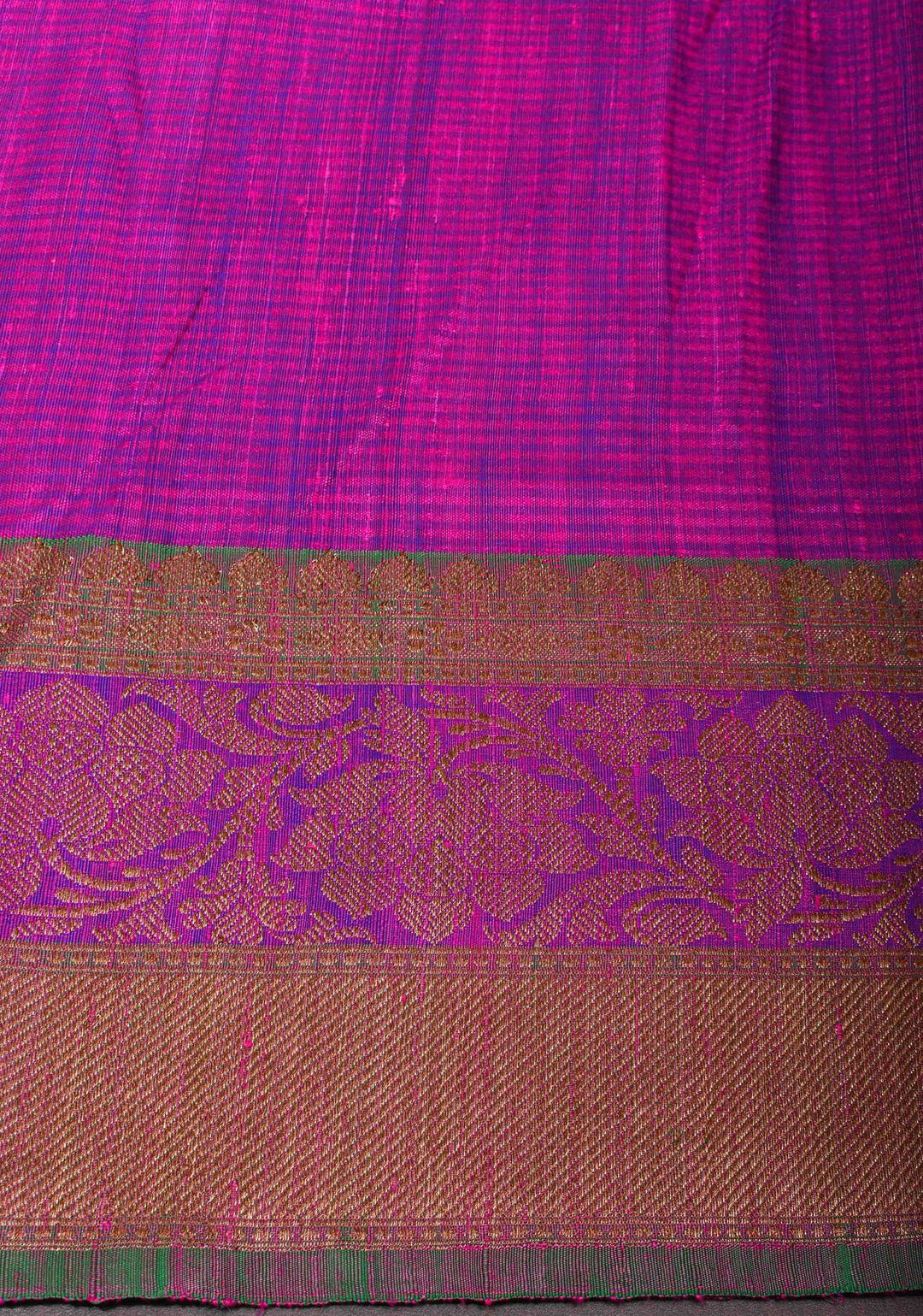 Hot Pink Pure Banarasi Dupion Silk Saree with Zari Buttas and Contrast Zari Border | SILK MARK CERTIFIED