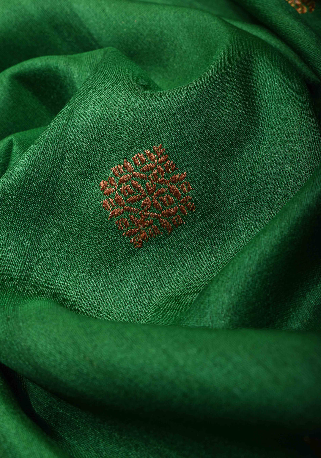 Green Pure Banarasi Tussar Silk Saree with Zari Buttas, Border and Koniya motifs | SILK MARK CERTIFIED