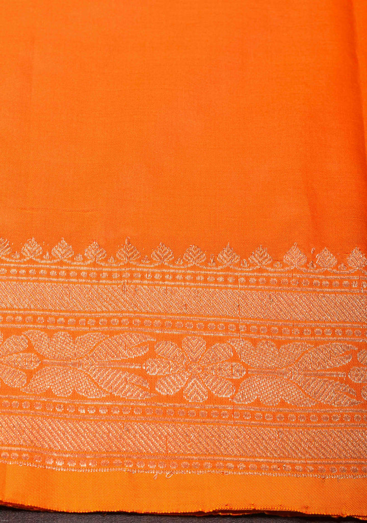 Orange Banarasi Katan silk lightweight saree with Zari Buttas and Zari Border| SILK MARK CERTIFIED