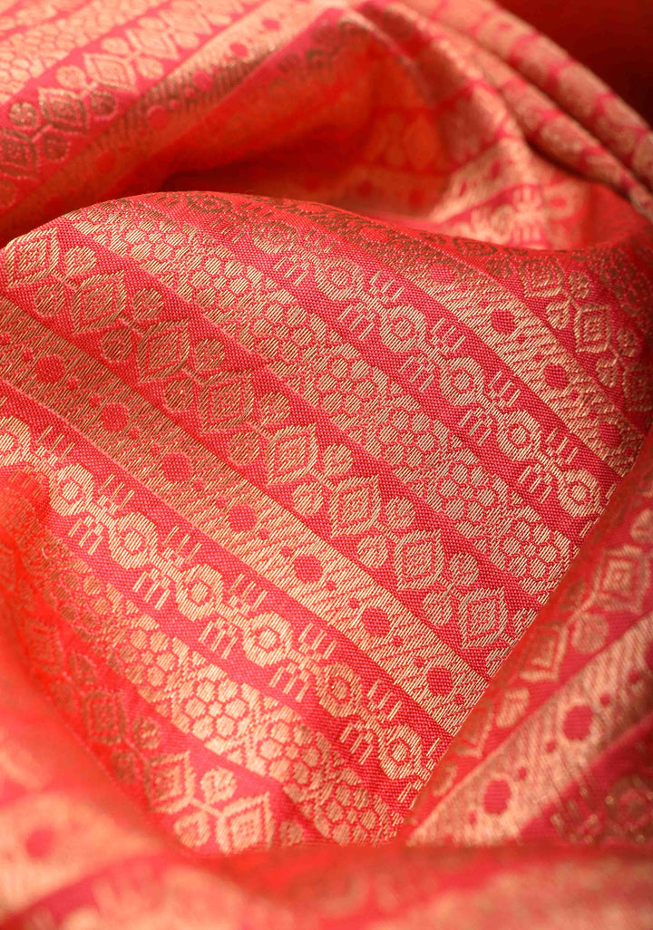 Red Banarasi Katan Silk Saree with Khimkhwab Zari Brocade and Zari Border | SILK MARK CERTIFIED