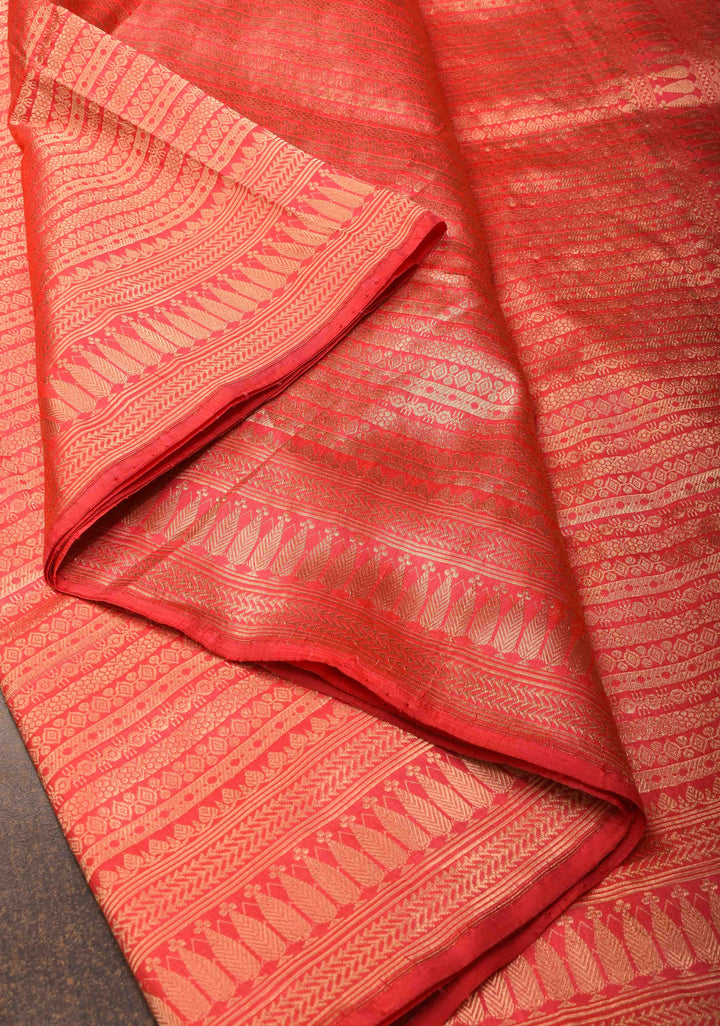 Red Banarasi Katan Silk Saree with Khimkhwab Zari Brocade and Zari Border | SILK MARK CERTIFIED