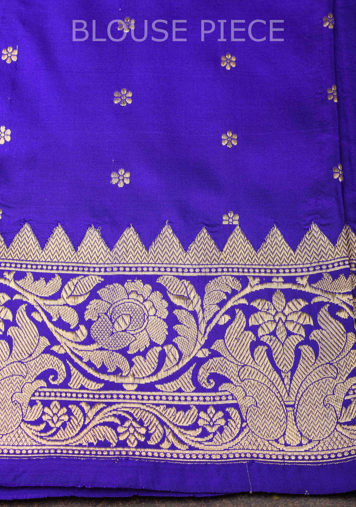 Banarasi Katan Silk Saree in Purple with Zari Buttas and Zari Borders | SILK MARK CERTIFIED