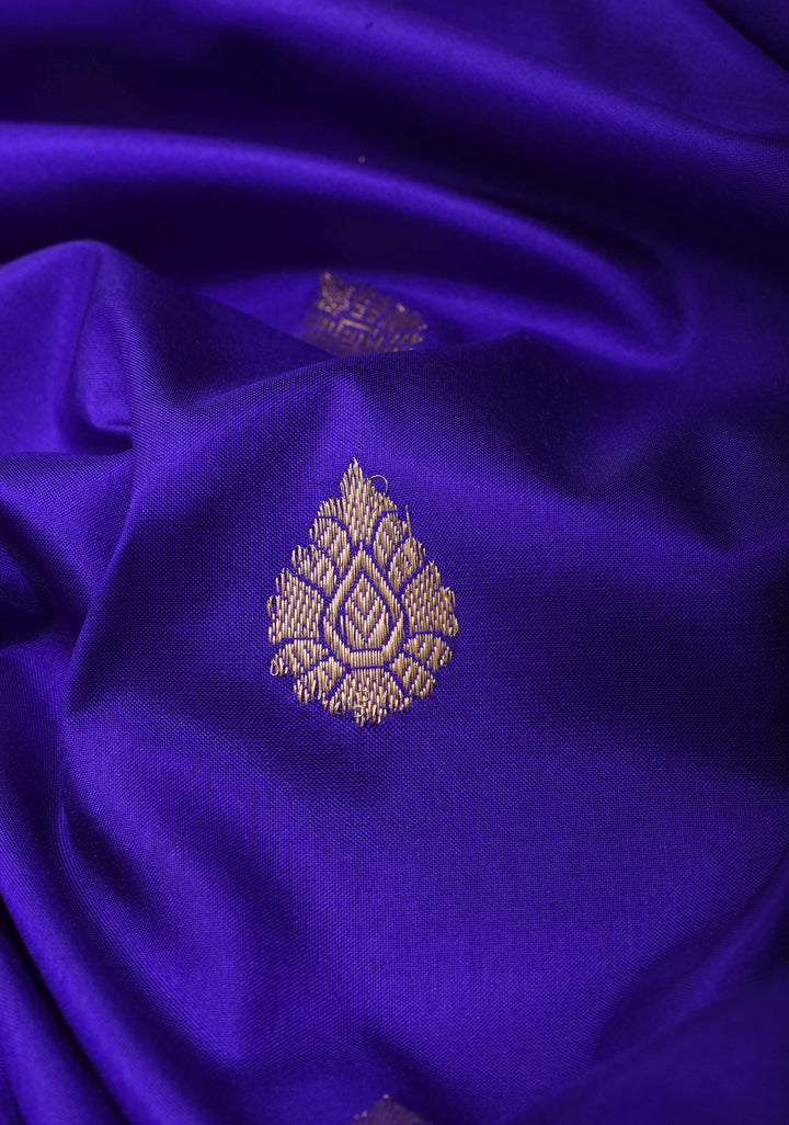 Banarasi Katan Silk Saree in Purple with Zari Buttas and Zari Borders | SILK MARK CERTIFIED