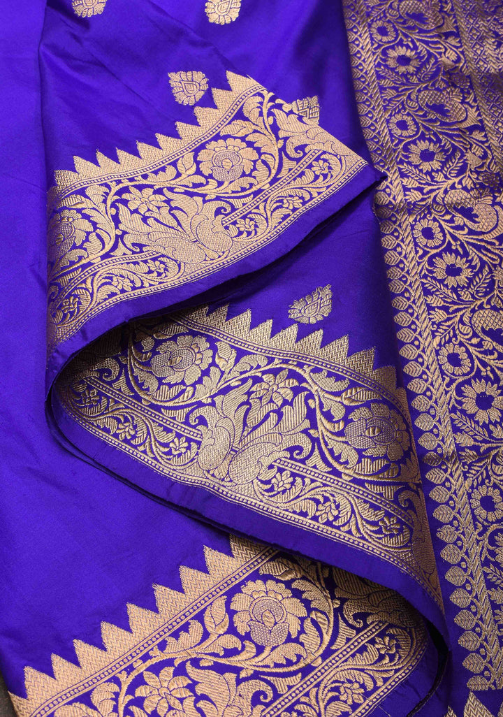 Banarasi Katan Silk Saree in Purple with Zari Buttas and Zari Borders | SILK MARK CERTIFIED