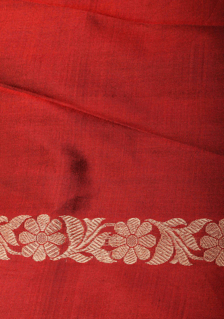 Brown Banarasi Katan silk saree with Alfi Butta ornate vertical stripes and Zari Border | SILK MARK CERTIFIED