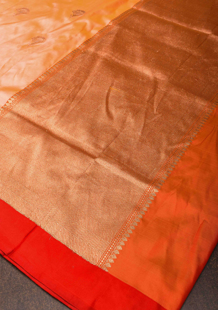 Kesari Mustard Banarasi Katan silk saree with Alfi Zari buttas And Contrast Border | SILK MARK CERTIFIED