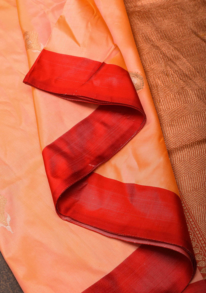 Kesari Mustard Banarasi Katan silk saree with Alfi Zari buttas And Contrast Border | SILK MARK CERTIFIED