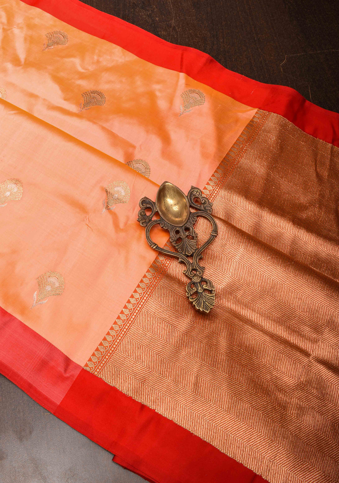 Kesari Mustard Banarasi Katan silk saree with Alfi Zari buttas And Contrast Border | SILK MARK CERTIFIED