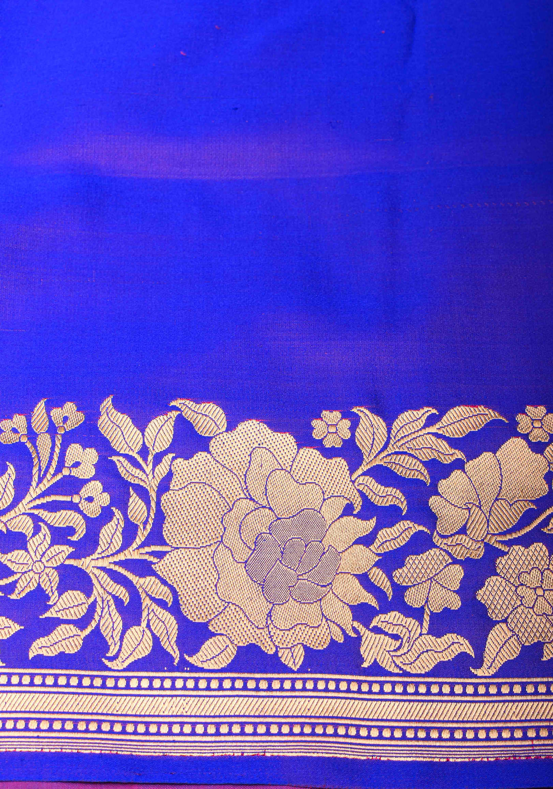 Blue Mashru Silk Saree with Floral Butti and Zari Border | Silk Mark Certified