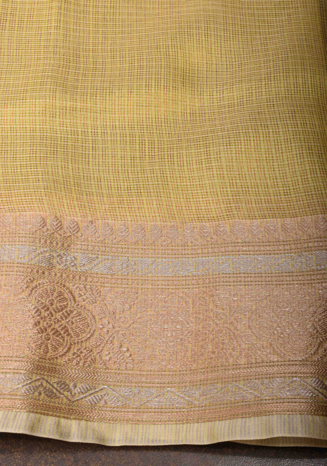 Yellow Kota Doria Cotton tissue Saree with Sona Rupa Zari Border