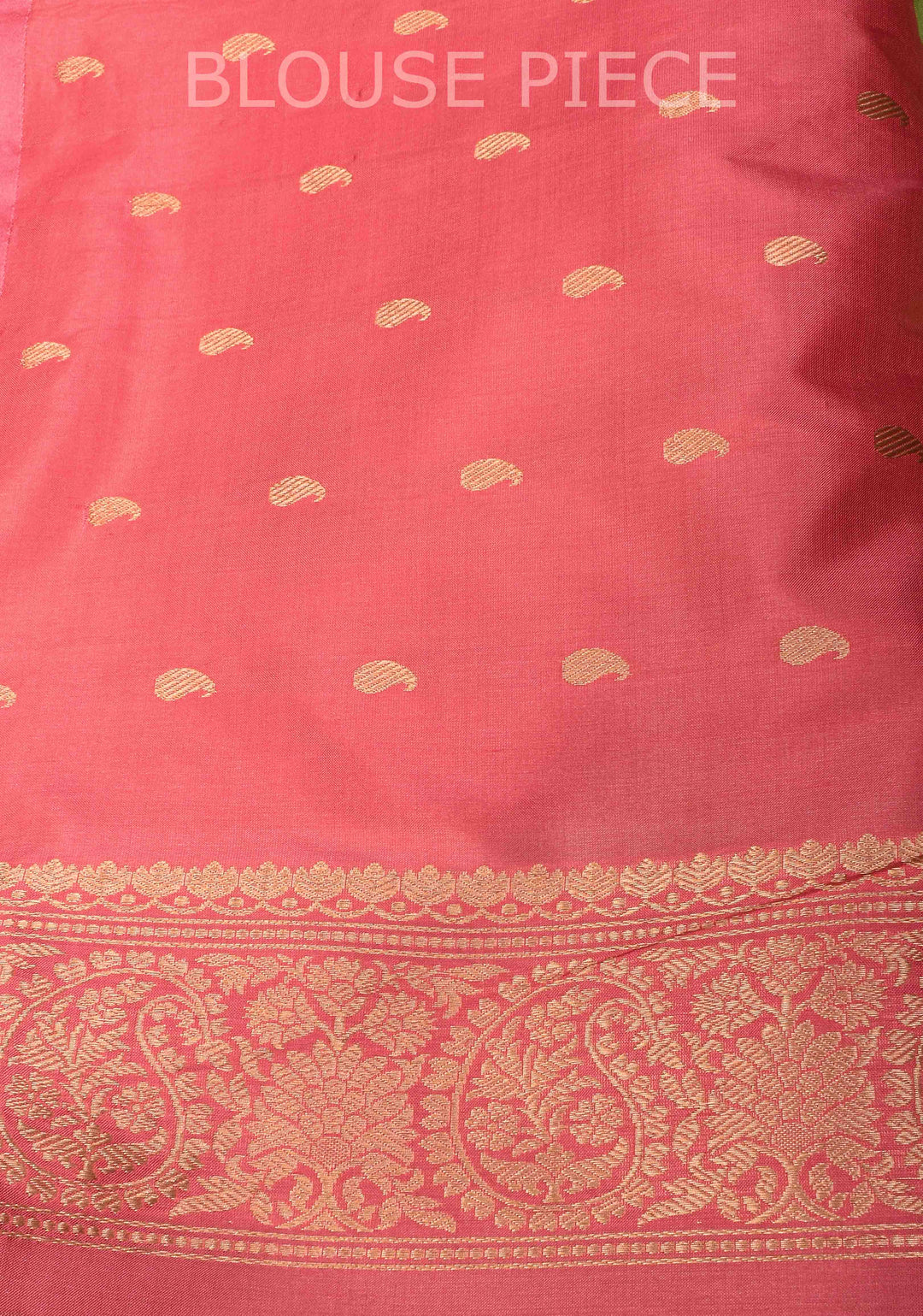 Muted Green Banarasi Katan silk saree with Zari Buttas and Contrast Zari Border | SILK MARK CERTIFIED