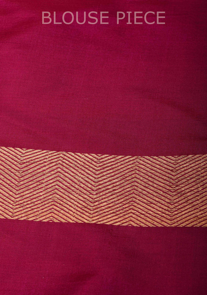 Purple Banarasi Katan silk saree with Vertical Stripes, Alfi Floral Buttas and Contrast Border | SILK MARK CERTIFIED