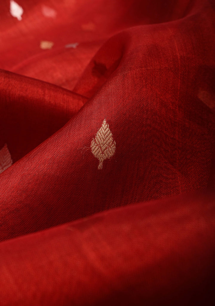 Maroon Banarasi Tissue Handloom Saree with Sona Rupa Buttas and Lace Border| SILK MARK CERTIFIED