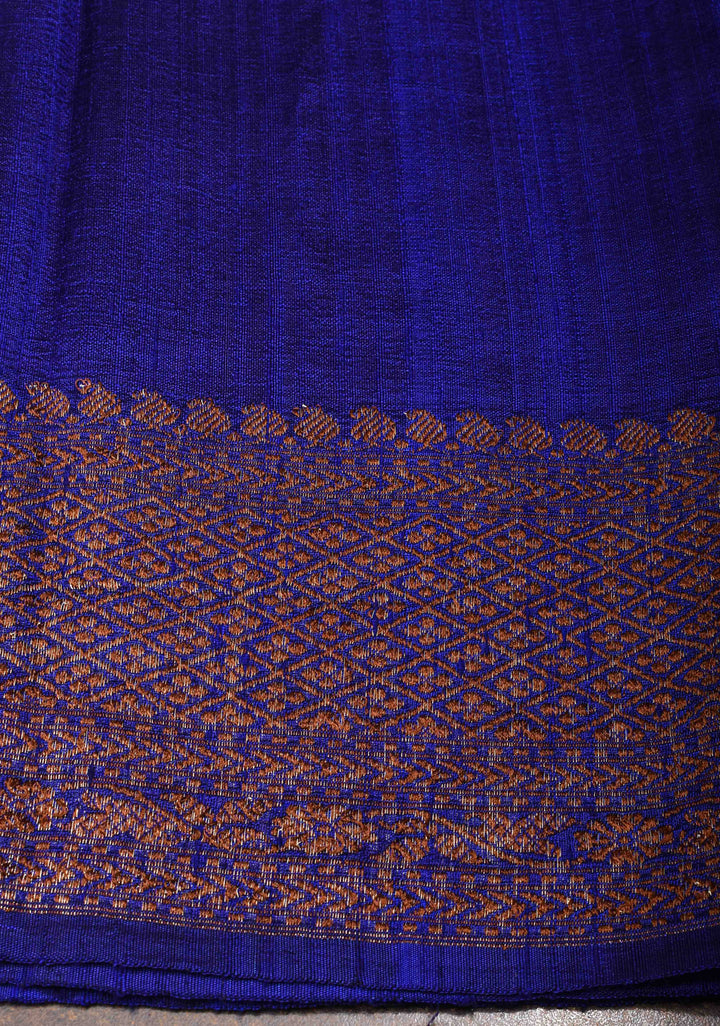 Burgundy Banarasi Raw Silk Saree with Antique Zari Buttis and Contrast Zari Border | SILK MARK CERTIFIED