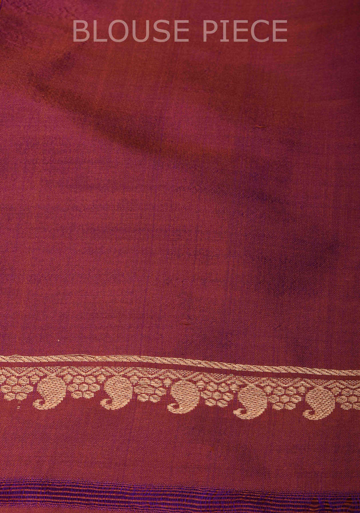 Purple Banarasi Katan silk saree with Floral Vertical Zari Stripes And Contrast Border | SILK MARK CERTIFIED
