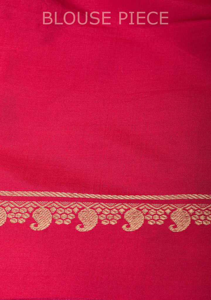 Dark Fuchsia Banarasi Katan silk saree with Floral Vertical Stripes and Contrast Border | SILK MARK CERTIFIED