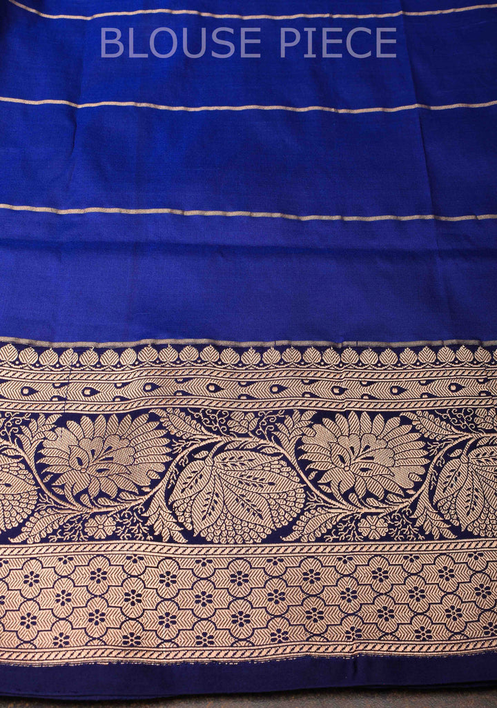 Teal Blue Checks Banarasi Katan silk saree with Zari Buttas and Contrast Zari Border | SILK MARK CERTIFIED