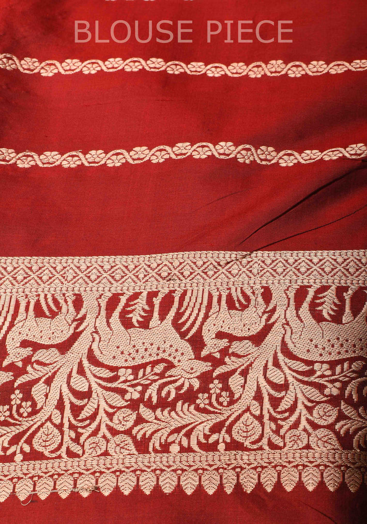 Henna Green Leaping Deer Meenakari Butta Katan Silk Saree with Contrast Shikaargah Border | Silk Mark Certified