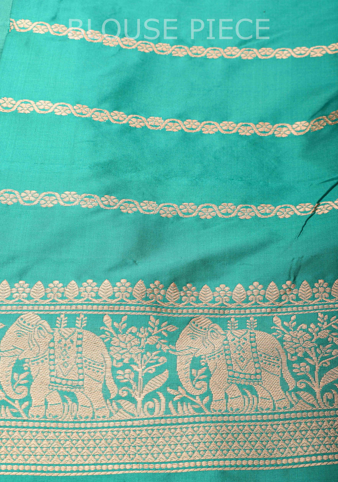 Dewy Green Banarasi Katan silk saree with Meenakari Elephant Buttas and Zari Border | SILK MARK CERTIFIED