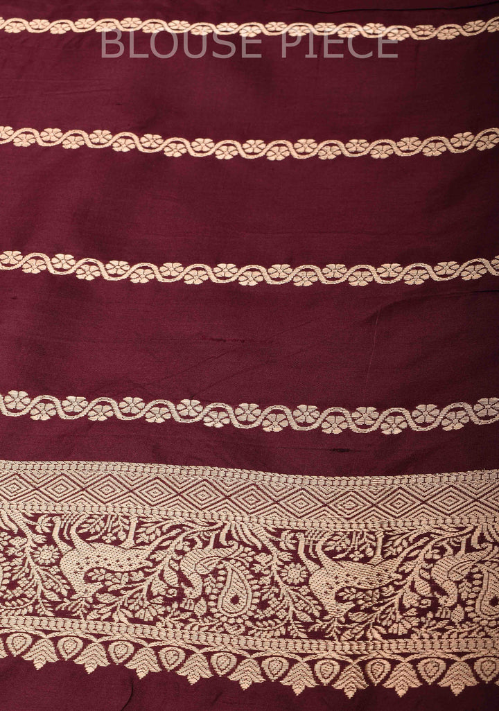 French Beige Pichwai Meenakari Butta Katan Silk Saree with Contrast Shikaargah Border | Silk Mark Certified