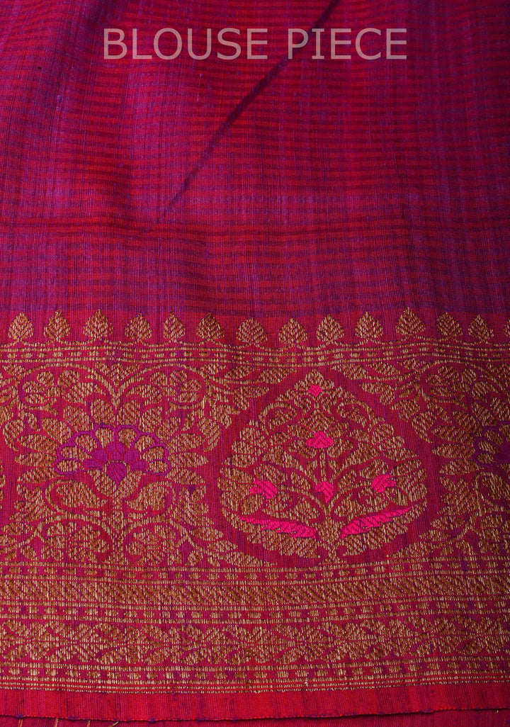 Pure Banarasi Meenakari  Dupion Silk Saree in Purple with Antique Buttas and Border | SILK MARK CERTIFIED