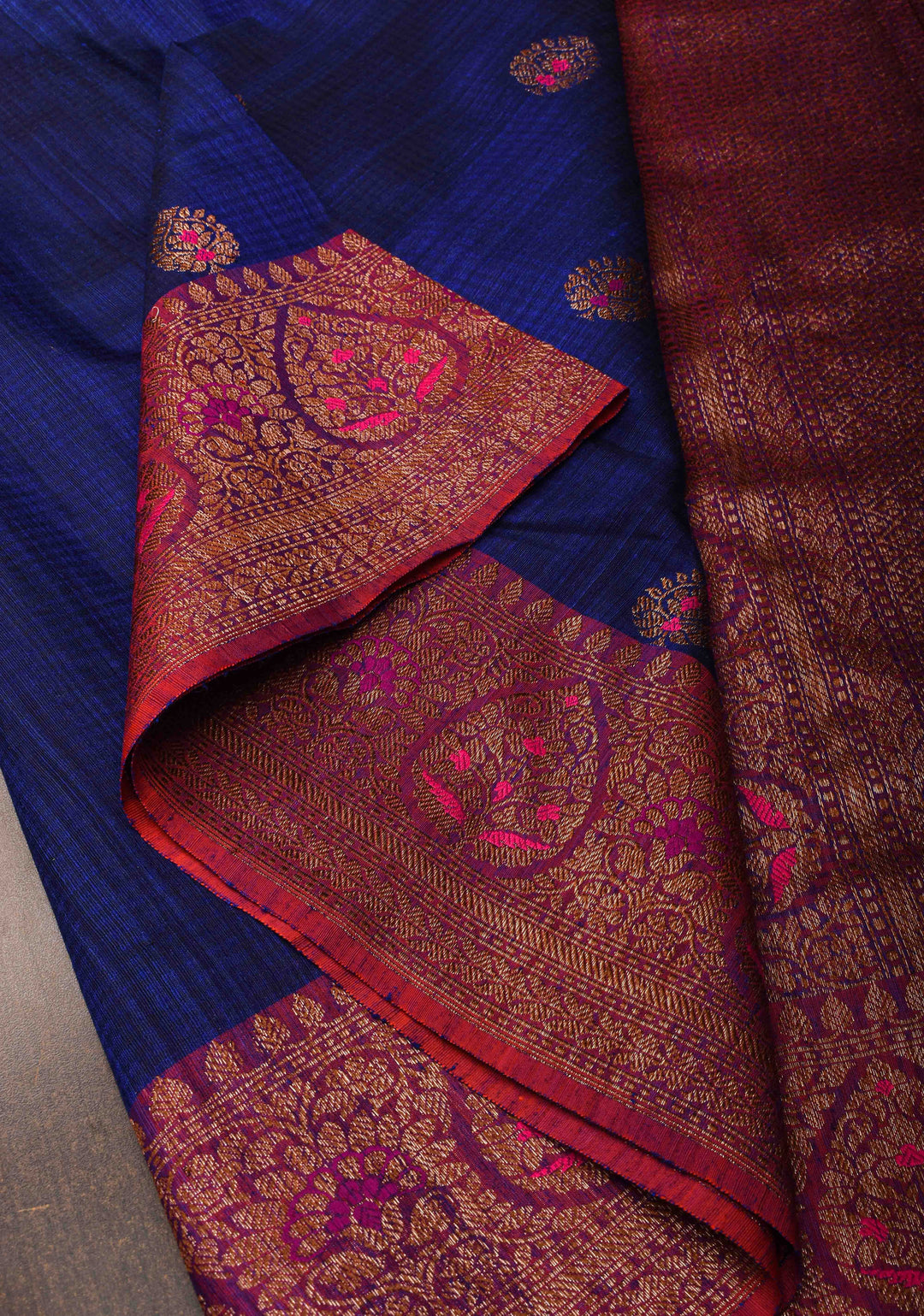 Pure Banarasi Dupion Silk Saree in Blue with Antique meenakari Zari detailing | SILK MARK CERTIFIED