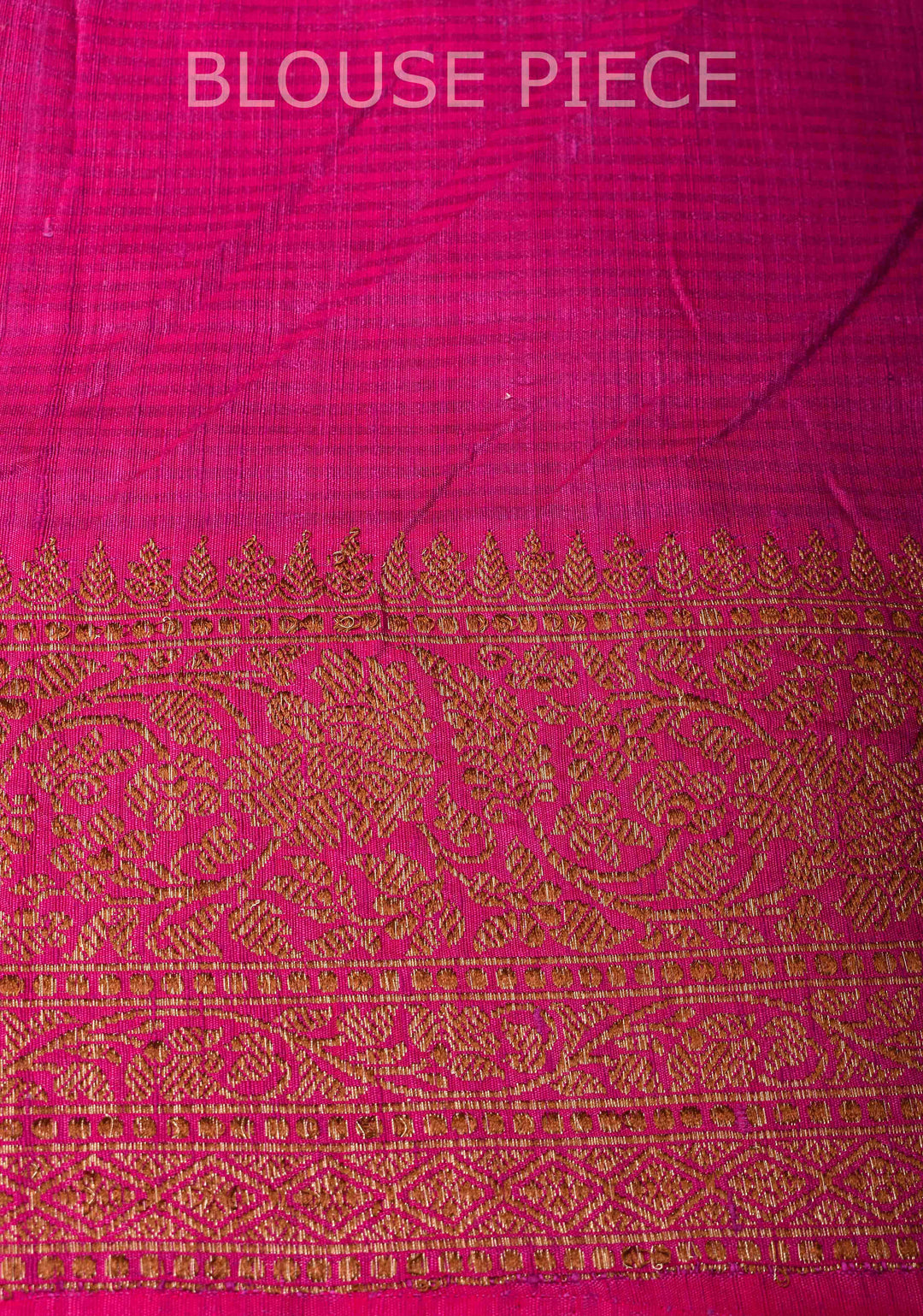 Banarasi Dupion Silk Saree in Hot Pink with Antique floral Jaal and Border  | SILK MARK CERTIFIED