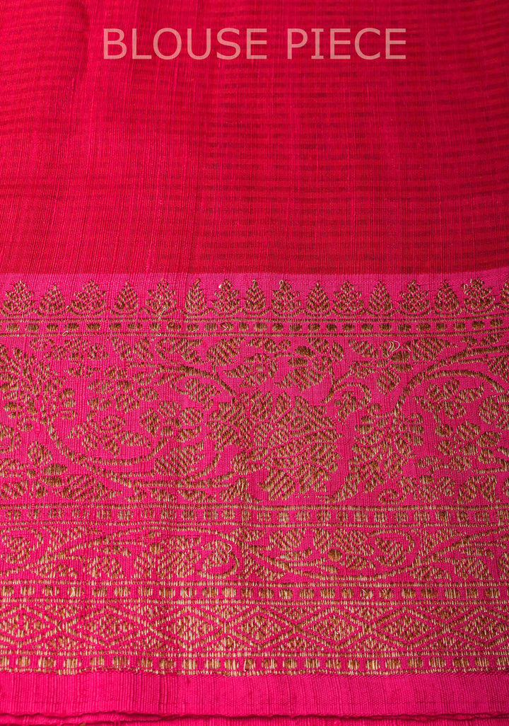 Orange Pink dual tone Dupion Banarasi Silk Saree with Antique Zari Floral Jaal | SILK MARK CERTIFIED