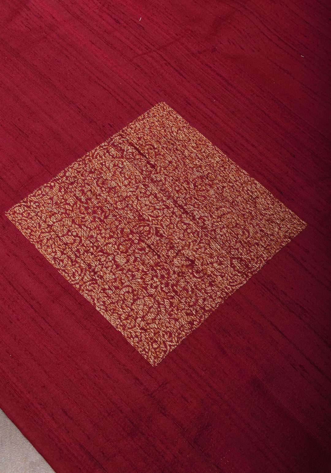 Maroon Banarasi Raw Silk Saree with Antique Geometric Motifs  | SILK MARK CERTIFIED