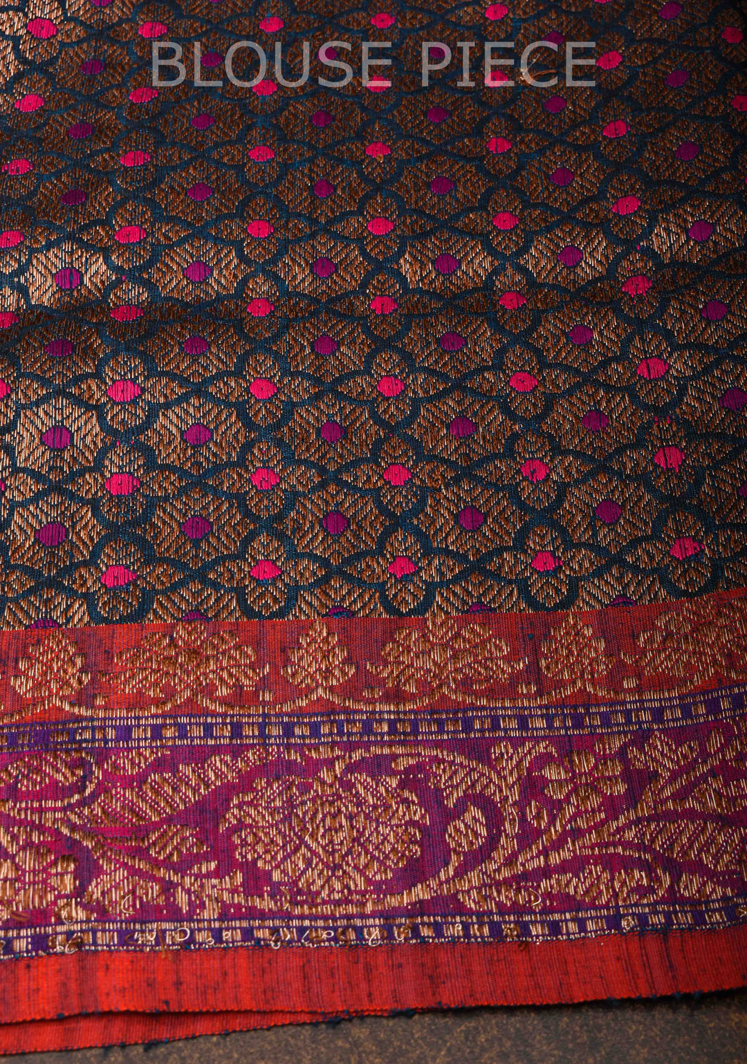 Pure Banarasi Dupion Silk Saree in Prussian Blue with Contrast Zari Border | SILK MARK CERTIFIED