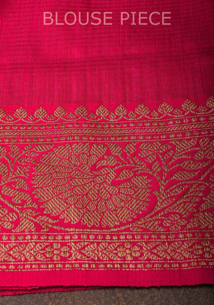 Pure Banarasi Dupion Silk Saree in Maroon with Damask Buttas and Contrast Zari Border | SILK MARK CERTIFIED