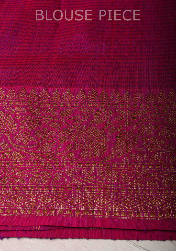 Eggplant Dupion Banarasi Pure Silk Saree with leheria Stripes pattern and Zari borders | SILK MARK CERTIFIED