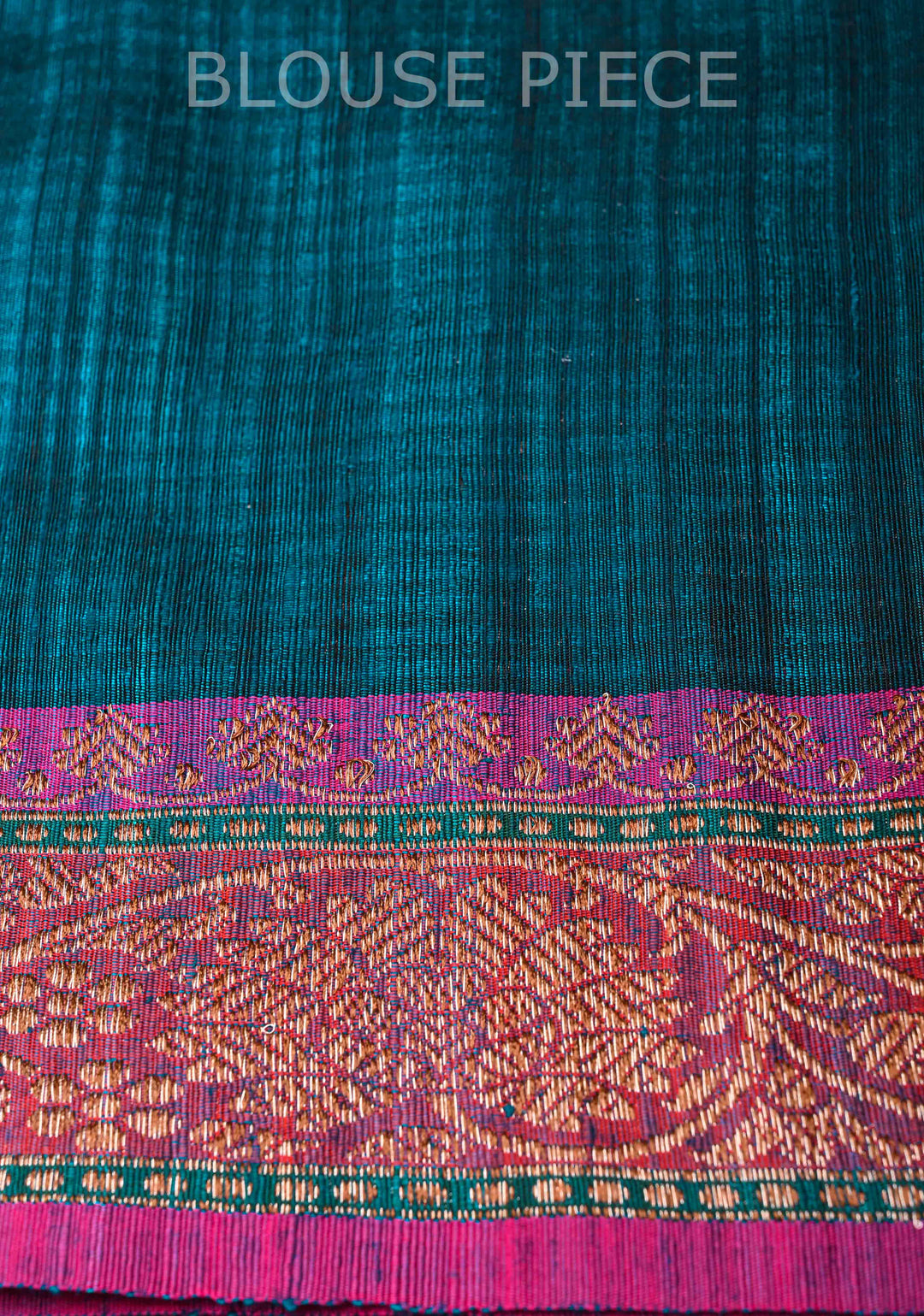 Peacock Blue Pure Banarasi Dupion Silk Saree with Antique Zari Buttas and Short width Purple Borders | SILK MARK CERTIFIED