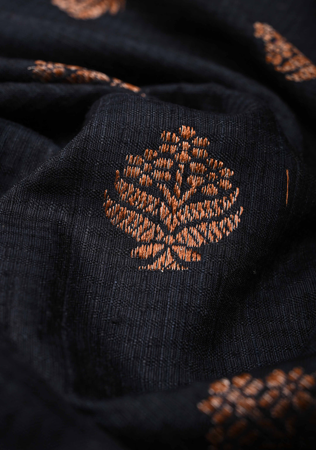 Black Dupion Banarasi Silk Saree with short width borders | SILK MARK CERTIFIED