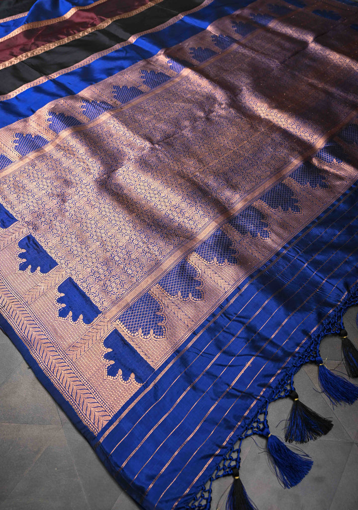 Banarasi Jharokha Pattern Katan silk saree in Multicolor and Zari Border | SILK MARK CERTIFIED