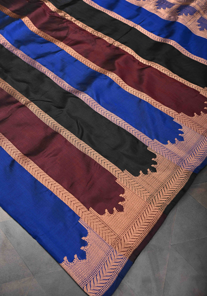 Banarasi Jharokha Pattern Katan silk saree in Multicolor and Zari Border | SILK MARK CERTIFIED