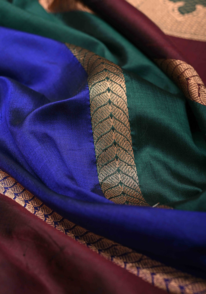 Multicolor Banarasi Katan silk saree with Rangkaat Style Jharokha Pattern and Zari Border | SILK MARK CERTIFIED