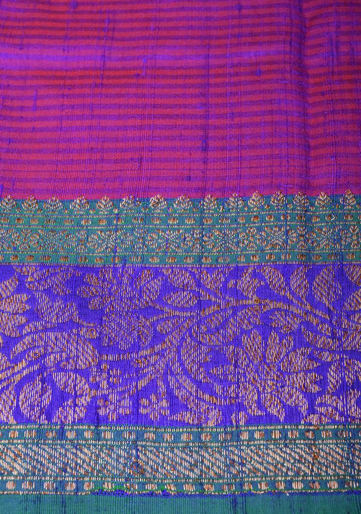 Green Dual Tone Banarasi Dupion Silk Saree with Zari Buttas and Contrast Zari Border | SILK MARK CERTIFIED