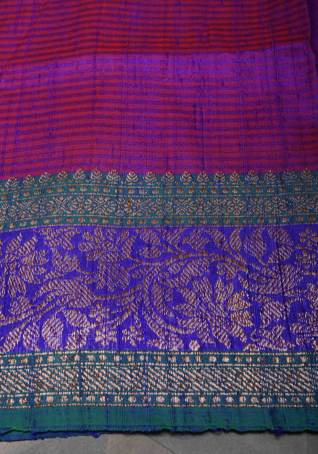 Pure Banarasi Dupion Silk Saree in Ruby Pink with Antique Zari Butta and Contrast Zari Border | SILK MARK CERTIFIED