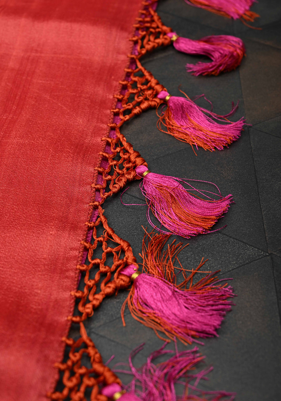 Dark Pink Banarasi Tussar Georgette Saree with Contrast Zari Border | SILK MARK CERTIFIED