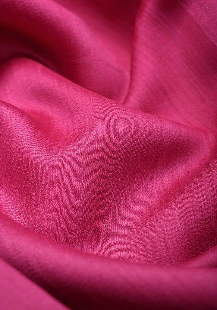 Dark Pink Banarasi Tussar Georgette Saree with Contrast Zari Border | SILK MARK CERTIFIED