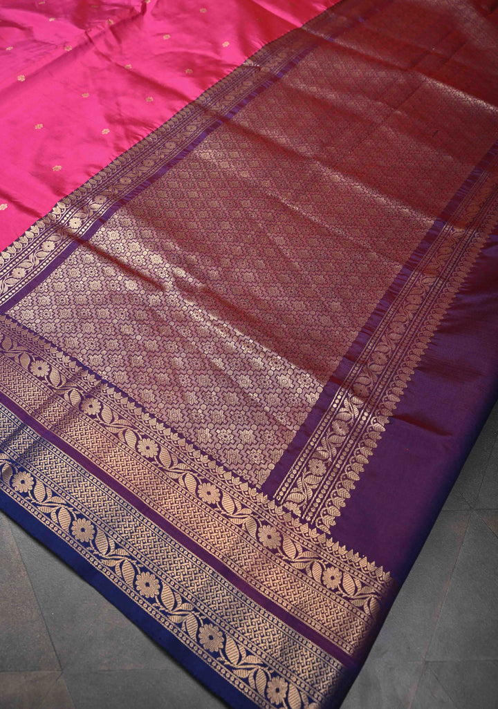 Red Wine Pure Banarasi Katan Silk Saree with Chunri Buttis and Zari Border | SILK MARK CERTIFIED