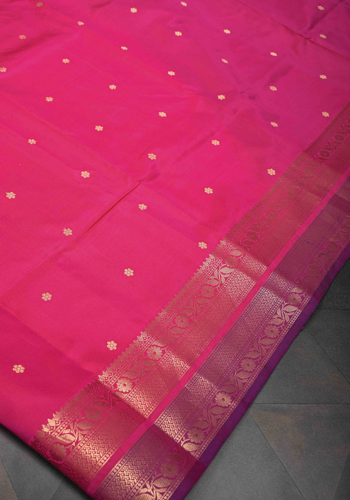 Red Wine Pure Banarasi Katan Silk Saree with Chunri Buttis and Zari Border | SILK MARK CERTIFIED