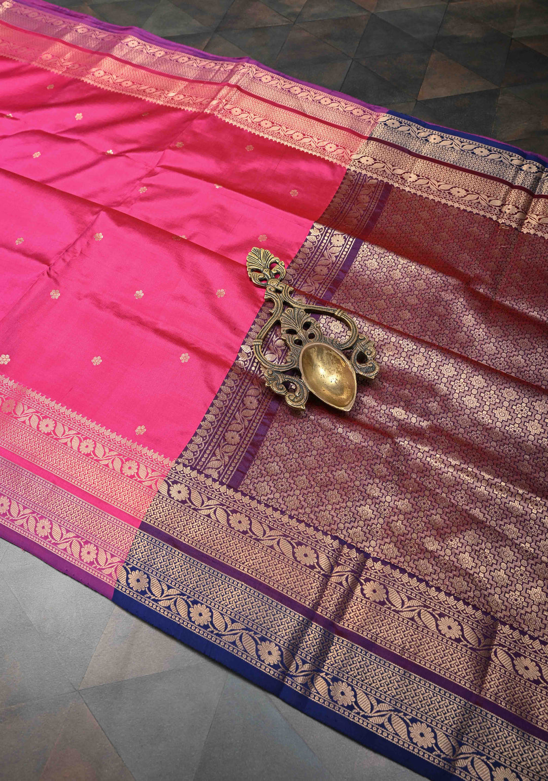 Red Wine Pure Banarasi Katan Silk Saree with Chunri Buttis and Zari Border | SILK MARK CERTIFIED