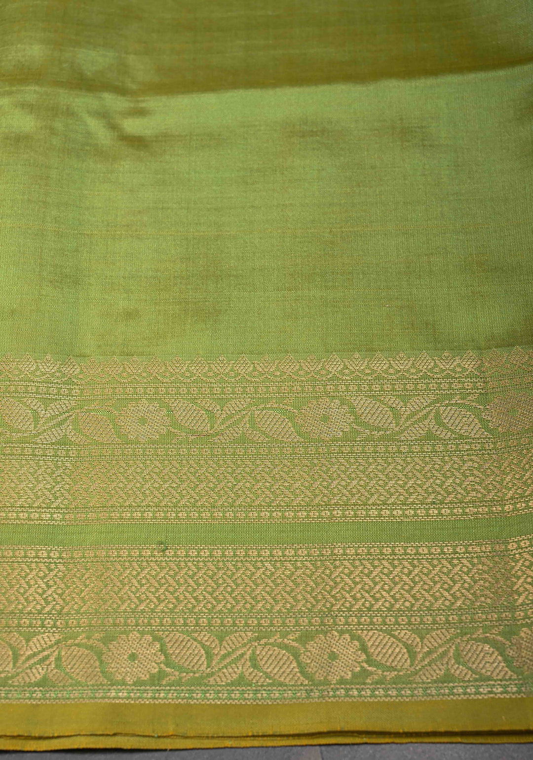 Tea Green Pure Banarasi Katan Silk Saree with Chunri Buttis and Zari Border | SILK MARK CERTIFIED