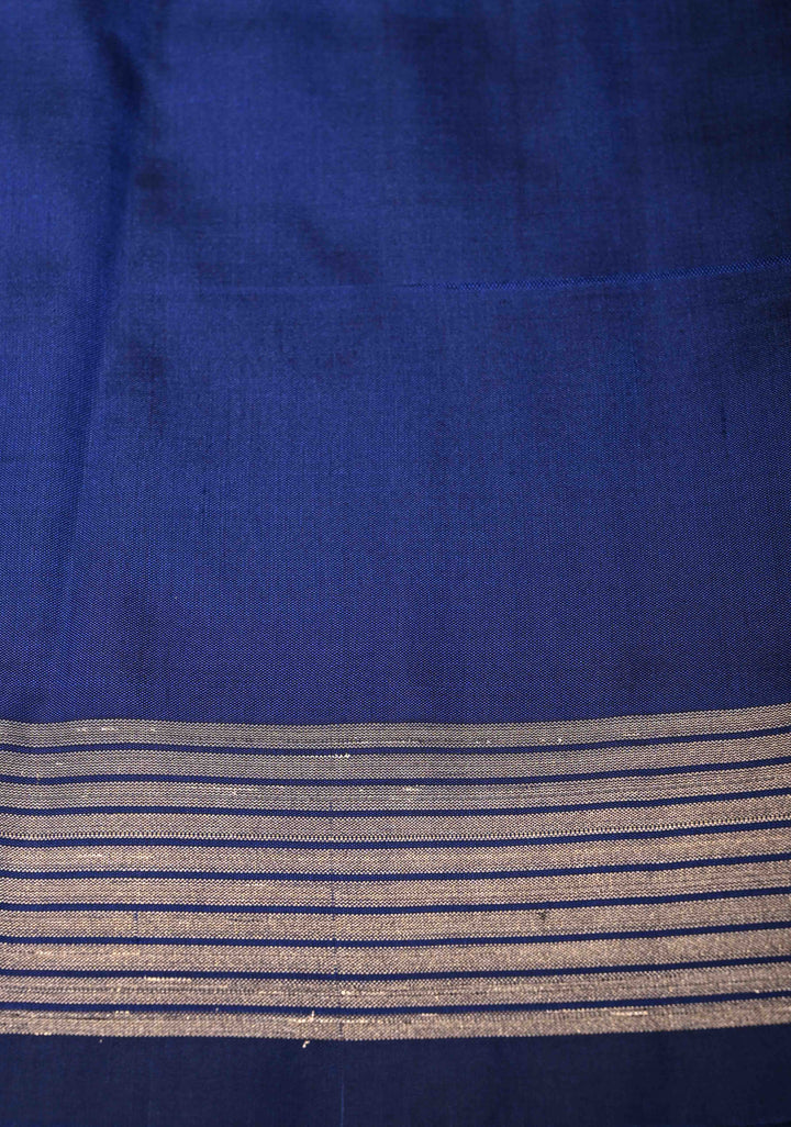 Navy Blue Pure Banarasi Katan Silk Saree with Chunri Buttis and Zari Border | SILK MARK CERTIFIED