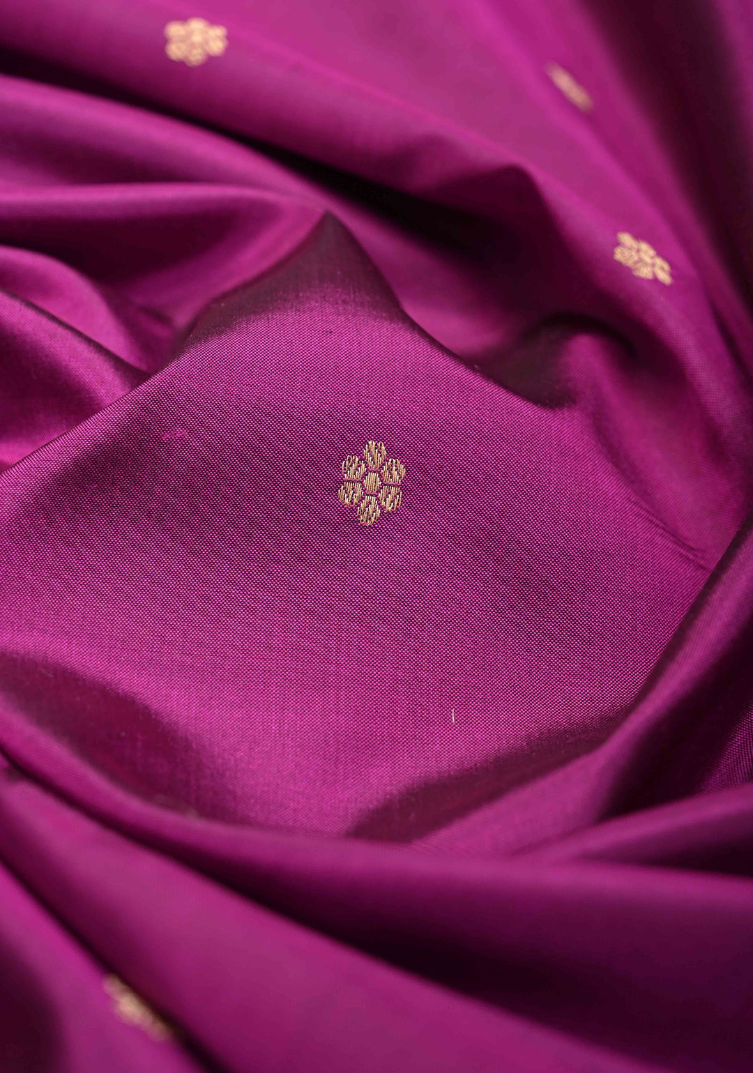 Magenta Pure Banarasi Katan Silk Saree with Chunri Buttis and Zari Border | SILK MARK CERTIFIED