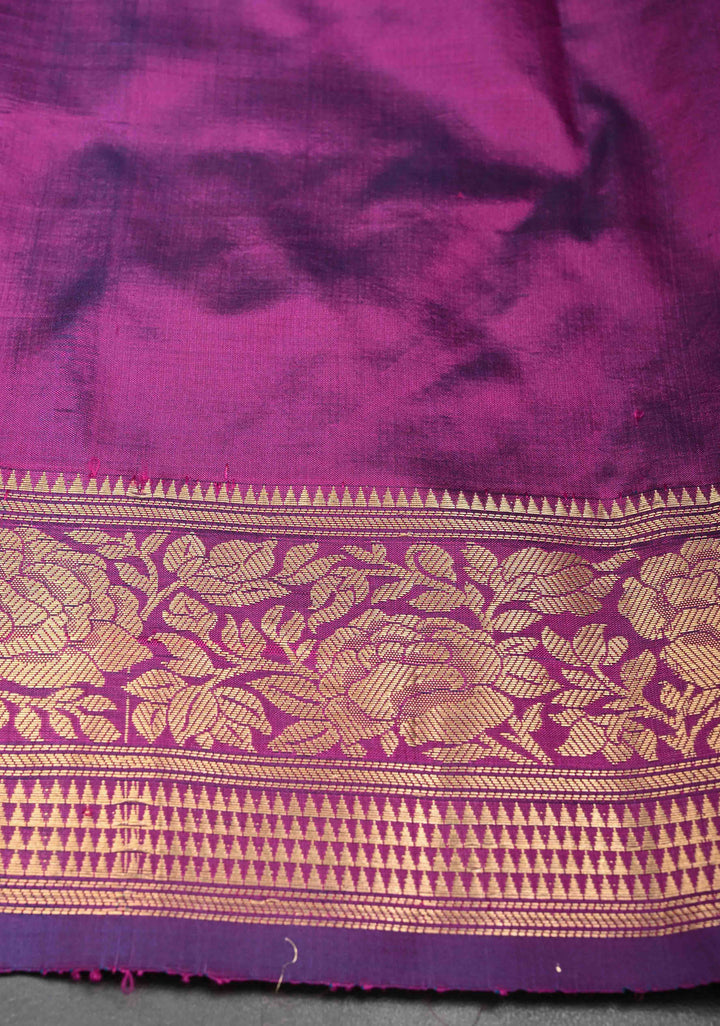 Pompadour Dual Tone Pure Banarasi Katan Silk Saree with Zari Buttis and Zari Border | SILK MARK CERTIFIED