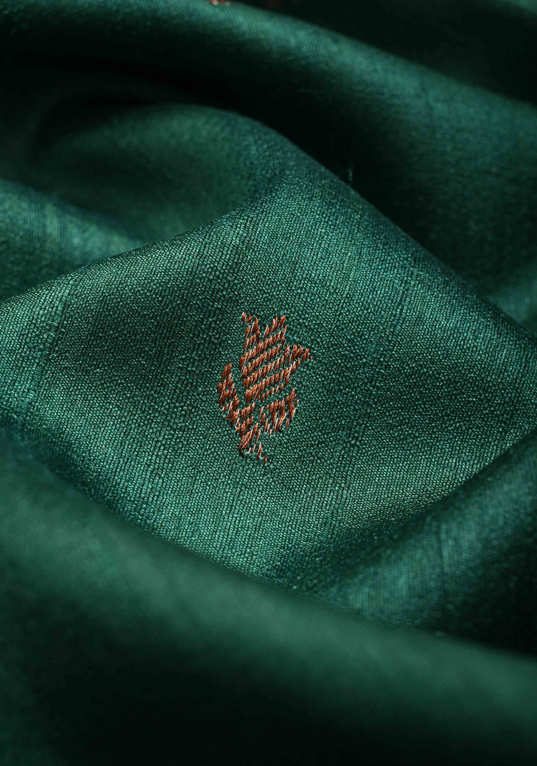 Bottle Green Banarasi Tussar Silk Saree with Antique Zari & Hand Brushed Border | SILK MARK CERTIFIED