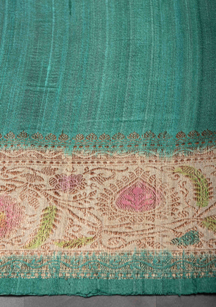 Watermelon Pink Banarasi Tussar Georgette Saree with Zari Buttas And Hand Brushed Border | SILK MARK CERTIFIED